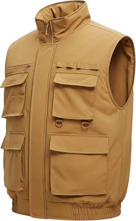 Mens Vest Men's Winter Vest Outerwear with Pockets Fleece Lined Water-Resistant