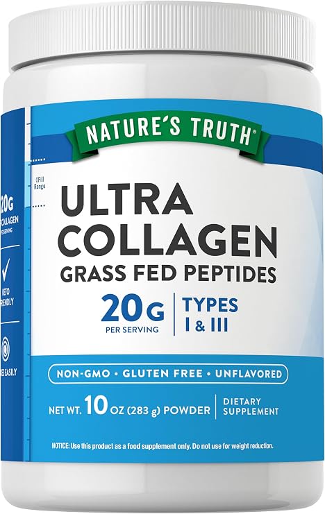 Nature's Truth Collagen Peptides Powder Unflavored | Grass Fed, Type 1 & 3