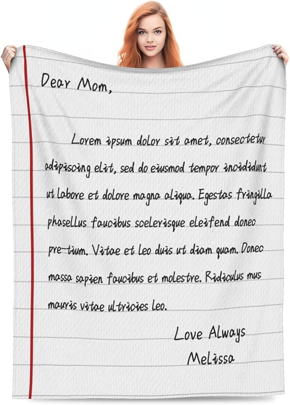 Personalized Handwritten Letter Blanket Throw Custom Name Love Letter Throw Mom Blanket Fathers Day Mothers Day Birthdays Gift for Mom Dad Grandma Grandpa (Style-1)