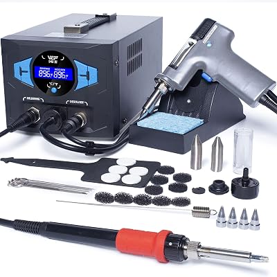 WEP 948-III 2-IN-1 ESD Safe Desoldering Station & Soldering Station with Desoldering Gun, Soldering Iron, Sleep Mode, Temperature Calibration with 28 Pcs Accessories