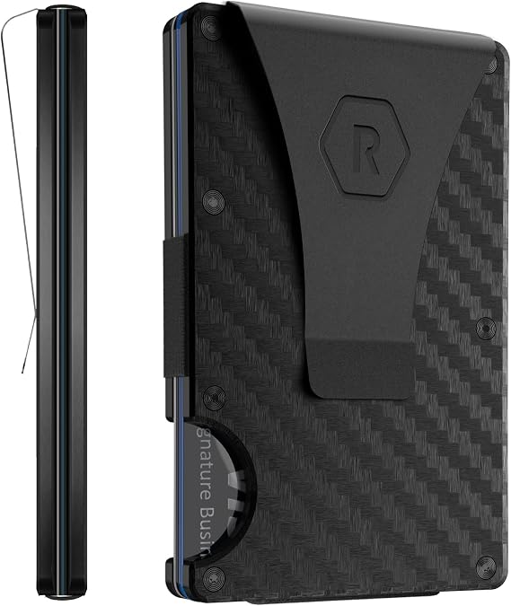 The Ridge Wallet - Slim Minimalist Compact Wallet and Card Holder| RFID Protected Front Pocket Wallets | Integrated Money Clip | Carbon Fiber 3K