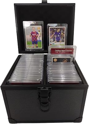 Graded Card Storage Box, Hard Aluminum Alloy PSA Storage Case, Toploaders Storage Case, Trading Card Box for Game, SportsCards, Top Loaders, One Touch 2Rows