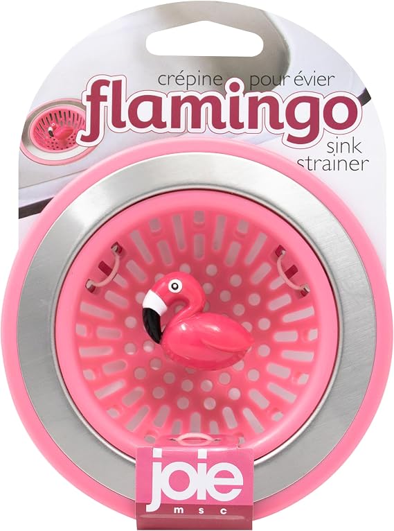 Joie Flamingo Kitchen Sink Strainer Basket Garbage Disposal Drain Cover | Fits All Standard Sinks, Keeps Unwanted Food Particles Out Kitchen Sink Drain, Measures 4.5 x 4.5