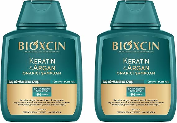 Bioxcin Keratin & Argan Onarıcı Şampuan 300 Ml - Yıpranmış Ve Hasar Görmüş Saçlar 2li paket