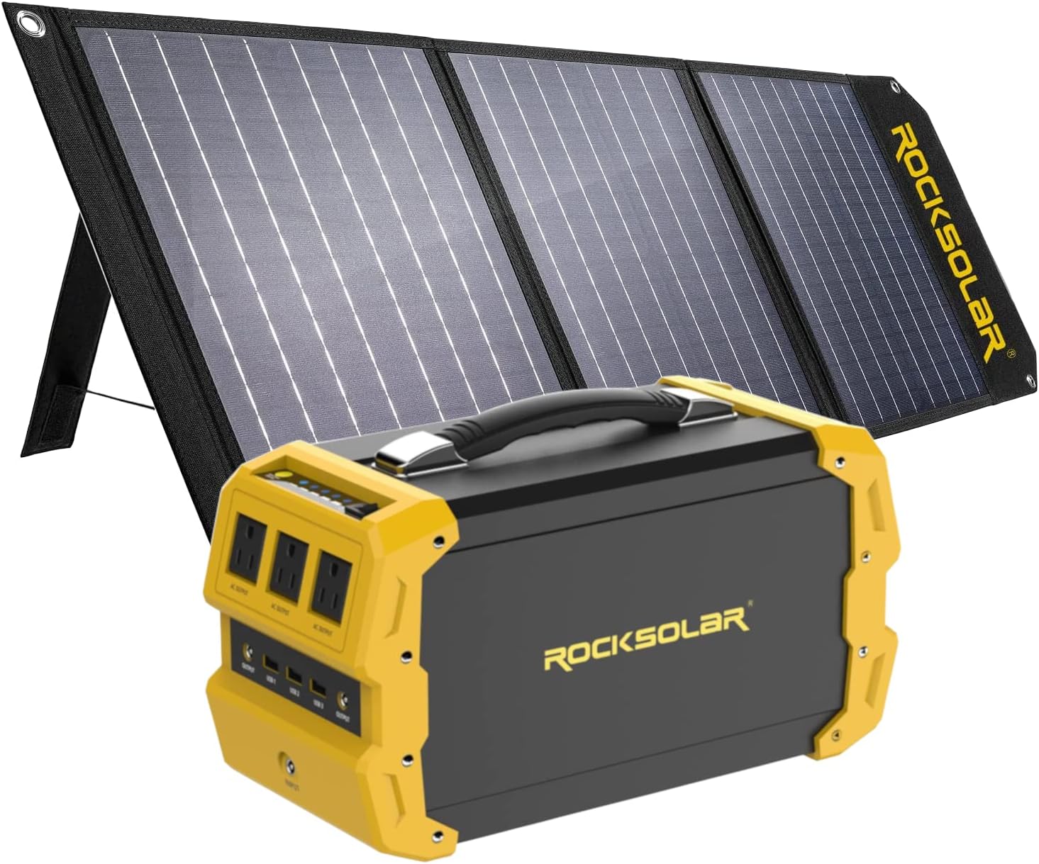 RS650 400W Nomad Power Station and RSSP60 60W Solar Panel - Portable Energy Storage Power Generator Bank and 12V Foldable Solar Panel with AC12V DCUSB Outlet for Backup, Camping