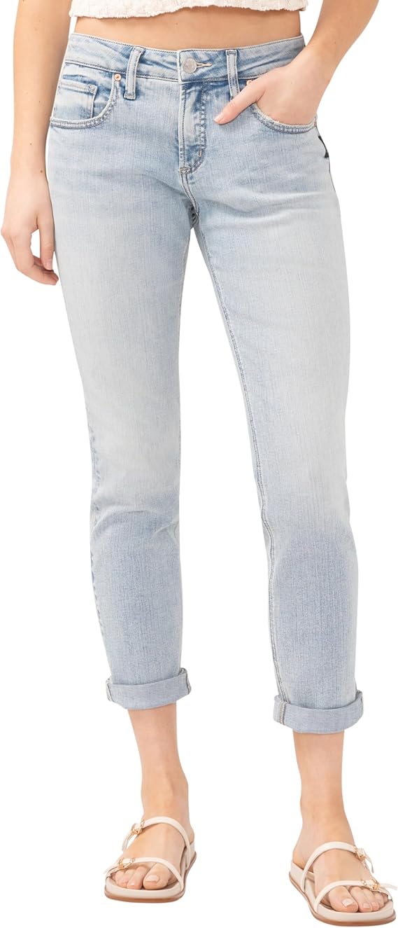 Silver Jeans Co. Women's Chelsea Boyfriend Mid Rise Relaxed Fit Jean