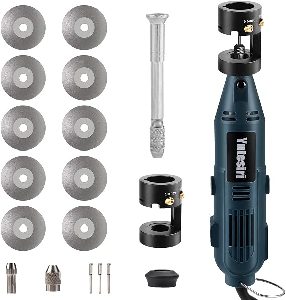 Tungsten Electrode Sharpener Grinder For TIG welding,4 Sizes 4 Angles Tungsten Electrode Grinder Head,Versatile Multi-Angle,TIG Welding accessories With Cut-Off Slot,10 Diamond Wheels, 3 CNC Mandrels