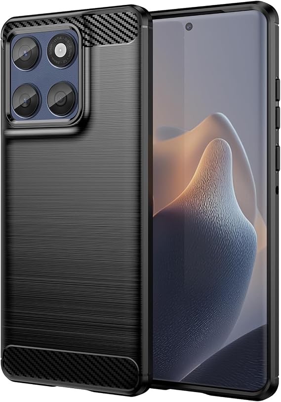 Phone Case for Moto Edge 60 Fusion Case, XT2503-4 Moto Edge 60 Case Carbon Fiber Shockproof Rugged Shield Soft TPU Back Cover Cases for Motorola Edge 60 Fusion Black