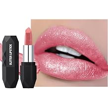 Glitter Metallic Lipstick, Waterproof Matte Shimmer Lip Gloss, Long Lasting High Pigmented Shine Creamy Lipstick, Sparkly Diamond Finish,Lightweight Smooth Mother's Day Lip Makeup Product for Women-02