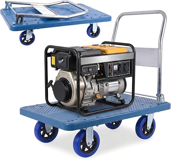 Doppy Push Cart Dolly 660 lbs, Foldable Moving Platform Truck with Swivel Wheels for Loading, Storage, Warehouse