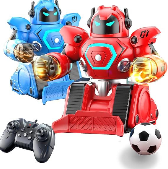 OBEST Remote Control Fighting Robots Set of 2, RC Ejecting Battle Robot with Sound & Light, Fun Electronic Battle Bots Soccer Games Toys, Christmas Birthday Gifts for Age 6+ Year Old Kids Boys