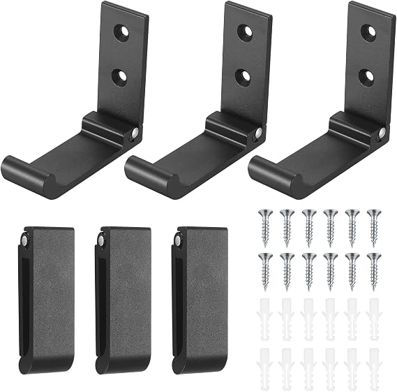 6 Pcs Foldable Wall Hooks for Hanging Heavy Duty, Foldable Hooks Wall Mounted, 90° Folding Wall Hookss, Black Fold Up Towel Hook for Kitchen Bathroom Jackets Bag Towel Coat Hook, with Screws