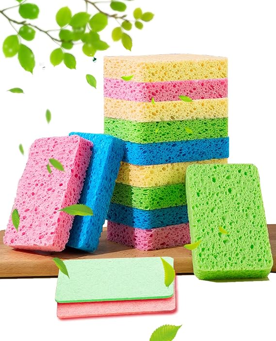 METUUTER Kitchen Sponges 12 Pack Natural Cellulose for Non Scratch Cleaning