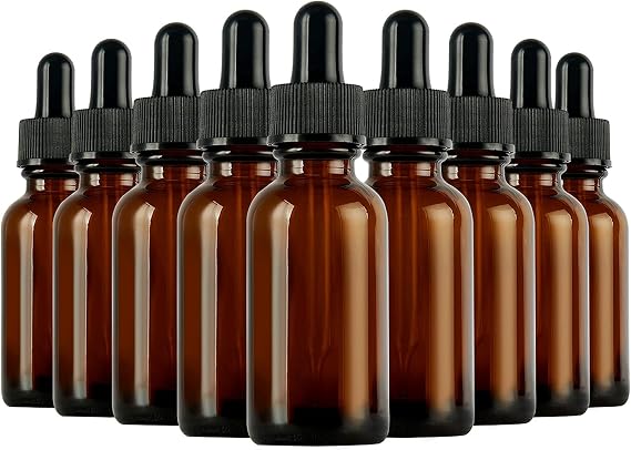 2oz 24Pack Amber Glass Jars with Lids and 2oz 24Pack Amber Dropper Bottle