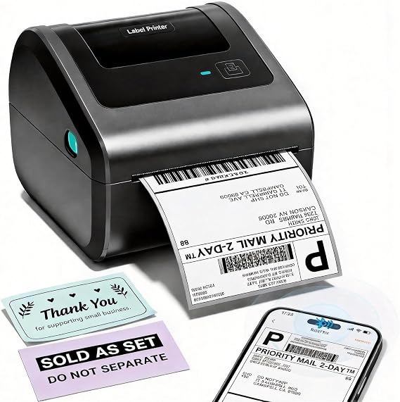 Phomemo Bluetooth Shipping Label Printer 4x6, D450BT Thermal Label Printer