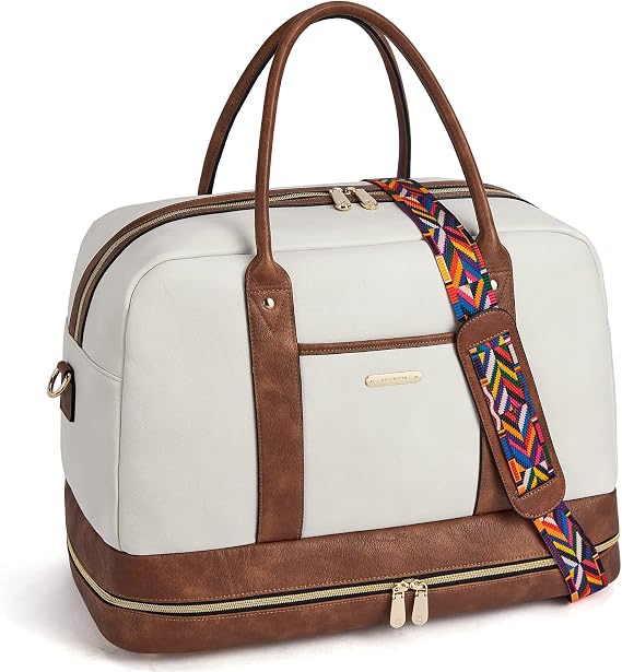 BOSTANTEN Weekender Bags for Women Travel Leather Overnight Bags | Shoe Compartment, Trolley Sleeve, Fits Under-seat, Airline-Friendly Carry-on Size, Designer, Weekend Getaways, Business Trip