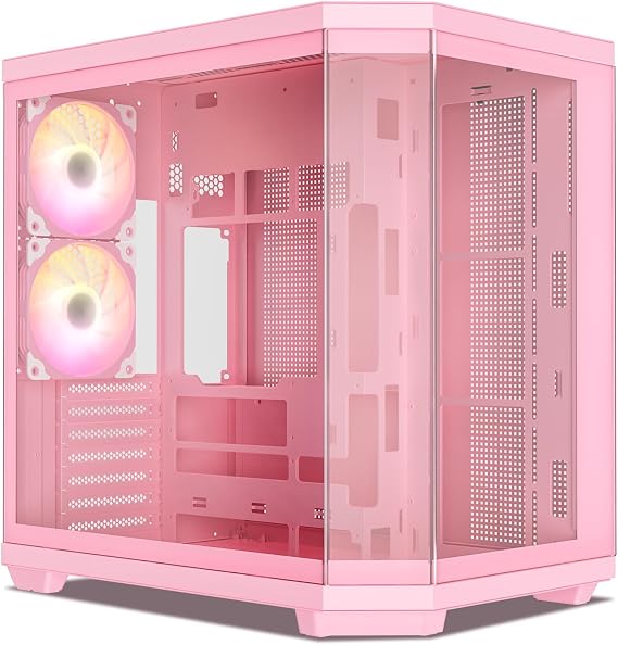 Vetroo CT3 Pink ATX Gaming Computer PC Case, Panoramic Tempered Glass | Dual Chamber, Supports 360mm Radiator & 11 Fans, Up to 410mm GPU, Type-C Ready, High-Airflow for 50 Series GPUs