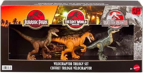 Jurassic Velociraptor Trilogy Set of 3 Action Figures with Attack