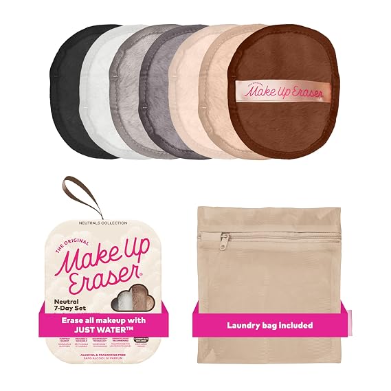 The Original MakeUp Eraser 7-Day Set, Erase All Makeup With Just Water, Including Waterproof Mascara, Eyeliner, Foundation, Lipstick, Sunscreen, and More! Neutrals, 7ct.