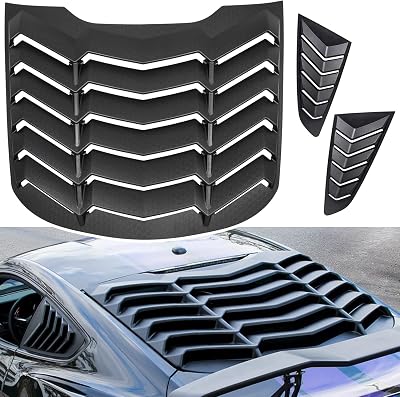 Rear and Side Window Louvers for Ford Mustang 2015-2023 Windshield Sun Shade Cover in GT Lambo Style ABS Matte Black