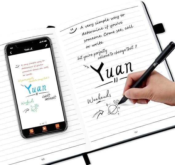 Yuan Digital Smartpen Writing Set, Smart Pen and Notebook for Note Taking | Real-time Sync for Digitizing, Storing, Offline Storage, Sharing Paper Notes via APP on Smartphone(Android and iOS)