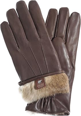 Fratelli Orsini Everyday Winter Gloves Marco Black for Men - Lambskin Leather Gloves with brown fur lining - color Black