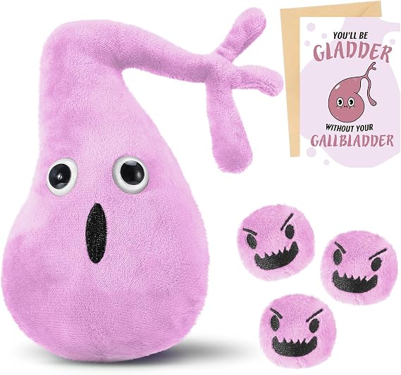 WinnerWhy Gallbladder Plush Set Gall Surgery Recovery Gifts Include Gall Plush with Gallstones Stuffed and Gallbladder Get Well Card Operation Removal Recovery Gift for Gallstones Patient(Pink)