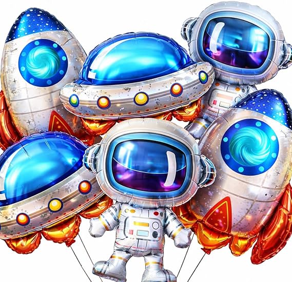Astronaut Balloons 6PCS Rocket UFO Space Foil Balloon Set Party Decor