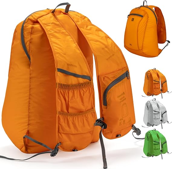 HIKEMAN 20L Lightweight Packable Backpack for Man Woman, Ultra Light Foldable Water Resistan Hiking Daypack for Travel (Orange)