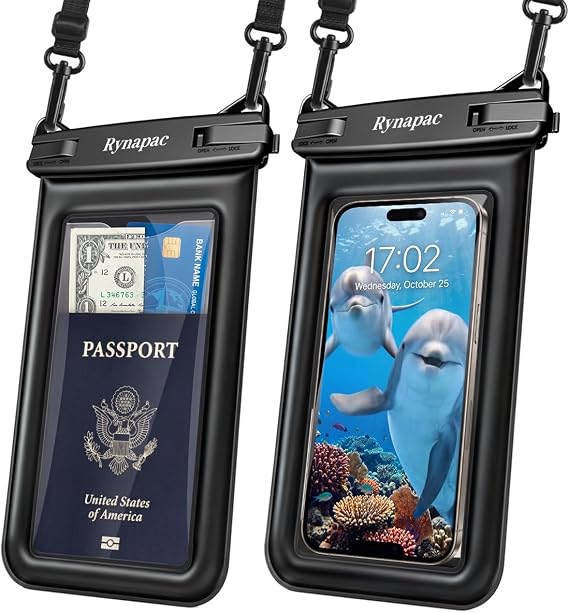 Rynapac Waterproof Phone Pouch Floating [Up to 8.5''], 2 Pack IPX8 Dry Bag | Touchscreen & Underwater Photography, Adjustable Lanyard, for iPhone 17 16 15 14 Pro Max, Gglaxy S25, Beach Cruise Essentials