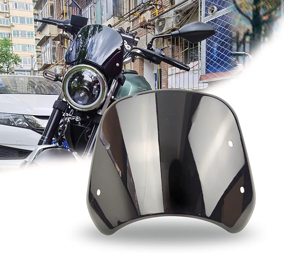 Universal Motorcycle Windshield Wind Deflector Windscreen | Front Flyscreen With Mount For Motorbike 5"-7" LED Headlight