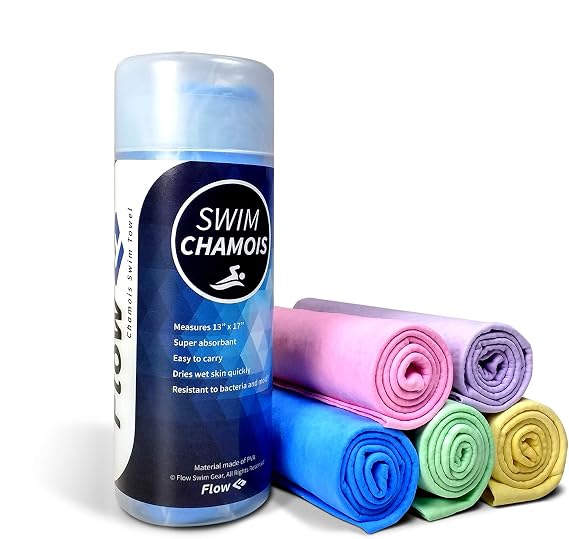 Flow Swim Chamois - Quick Dry Towel for Swimming, Diving, Triathlons, and Other Water Sports (Aquamarine)