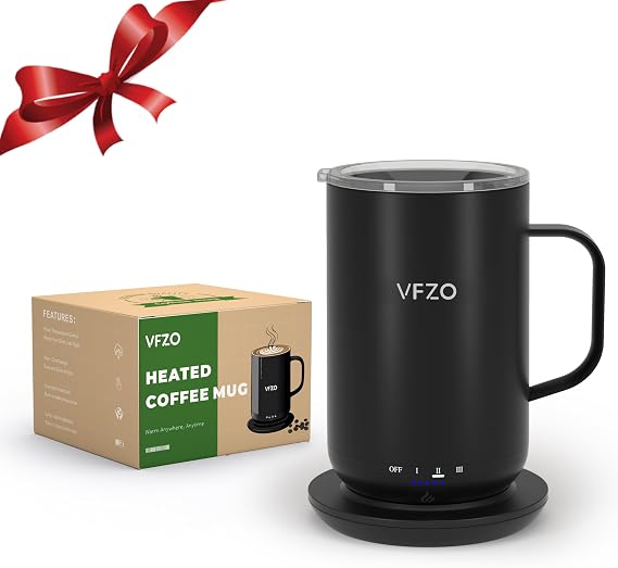 Self Heating Coffee Mug,High-Capacity- 18 oz, 180 Min Battery Life, Smart Heated Coffee Mug,Smart Mug, Simple Temperature Control Operation, Gifts for Family Members (Black)
