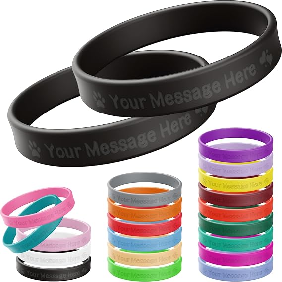 Wanstay Customize Personalized Silicone Wristbands Bulk Customizable for Events, Gifts, Halloween, Christmas, Motivation, Fundraisers, Awareness, Students, Concerts, Volunteers, Party