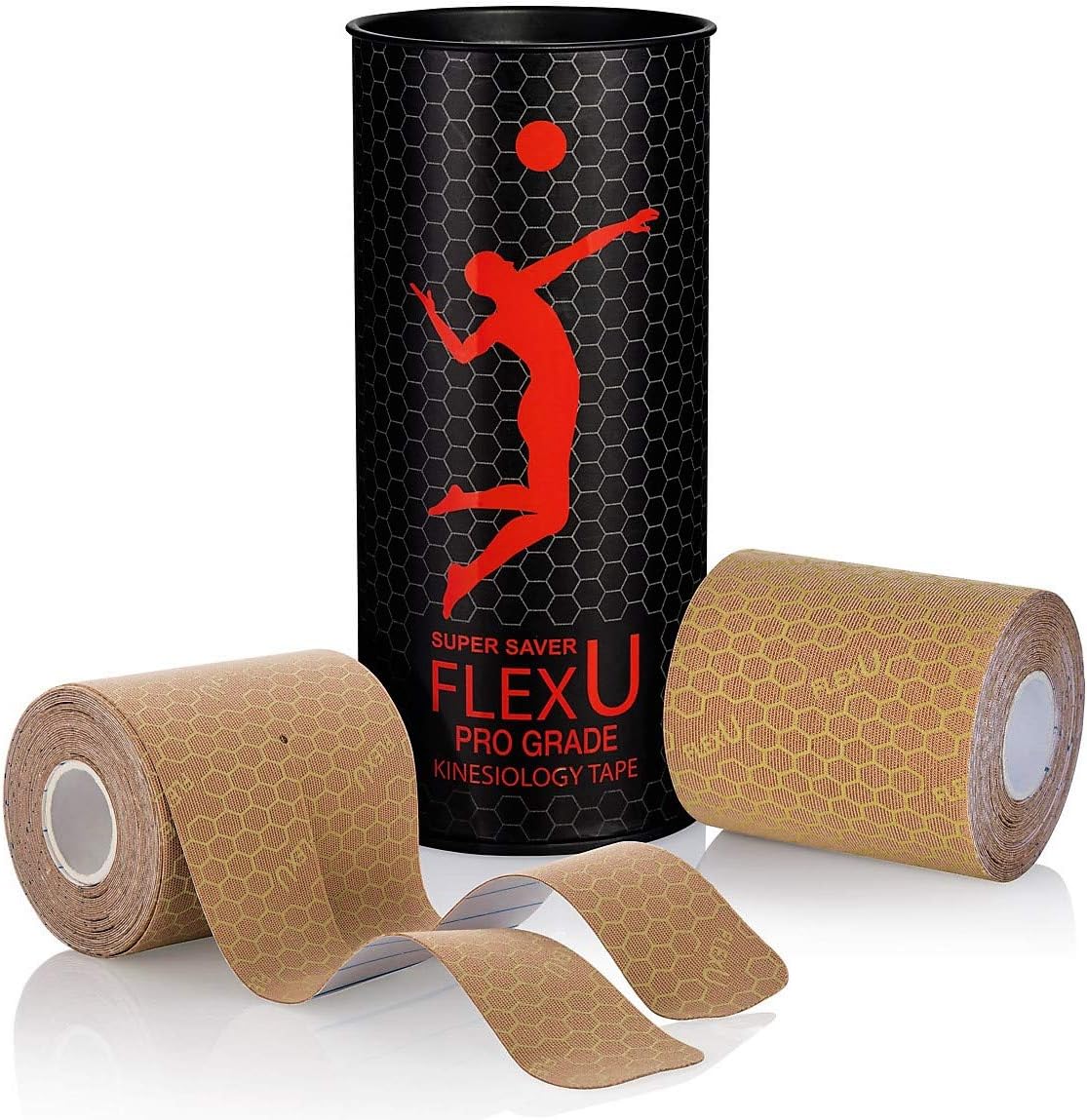 FlexU 50%-100% Wider Than The Competition Kinesiology Tape Ultra-Wide 3" or 4" Pre-Cut Y Shape