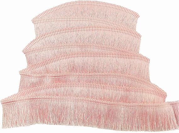 FQTANJU 1" Wide Decorative Polyester Fringe Trim, Lace Trim, 5 Yards (Light Pink)