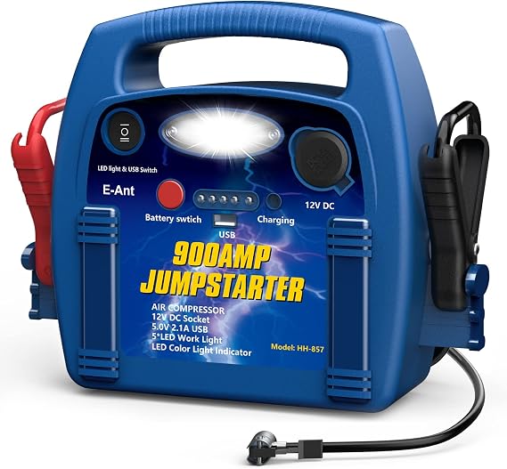 Jump Starter with Air Compressor,1000A Car Battery Jumper Starter 260 PSI Tire Inflator,6 in 1 Auto Lead-Acid Battery Booster Jump Starter for Up to 10.0L Gas or 8.0L Diesel with LED Light
