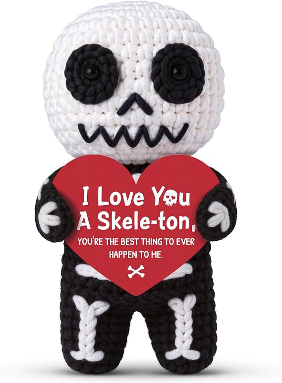 Funny Gothic Gifts for Women or Men, Handmade Skeleton Crochet | Anniversary, Birthday, Love Gifts for Boyfriend Girlfriend Husband Wife Couple, I Love You Gifts for Him Her,