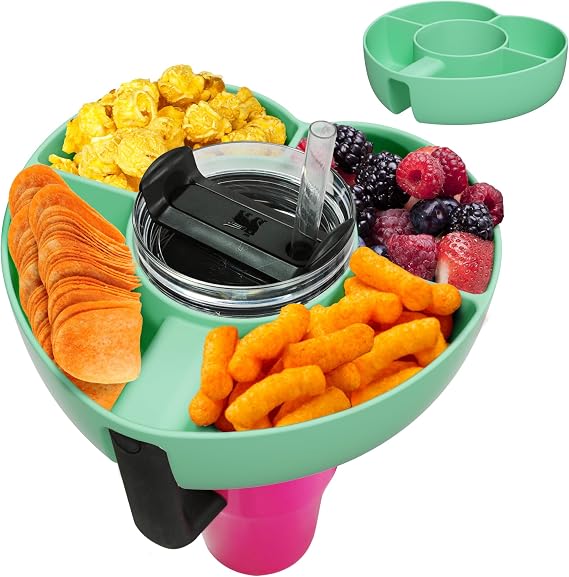 AWINNER Compatible for Stanley Cup 30 oz Snack Bowl with Handle, Reusable Silicone Accessories (Cyan, 30 oz)