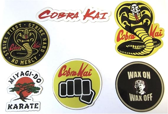 6 MEGA Pack Cobra Kais Stickers for Water Bottle, TV Series Decal, Waterproof Stickers Pack for Teen Adult Laptop Computer Skateboard Phone Luggage Guitar Travel Case Bike