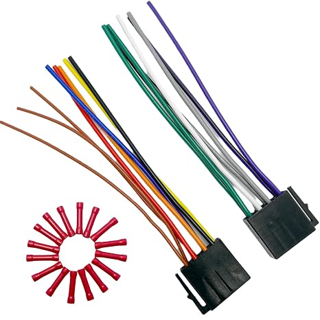 8+8Pin Universa ISO Car Radio Wiring Harness, Android Car Stereo Harness Adapter Radio Power Speakers Wiring Adapter ISO Radio Harness Adapter Replacement for Boss Jenson Leadfan SJOYBRING Bluetooth