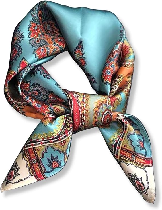 PoeticEHome 100% Pure Mulberry Silk Neck Scarf 26"x26" Women Square Neckerchief Headscarf Gift Packed