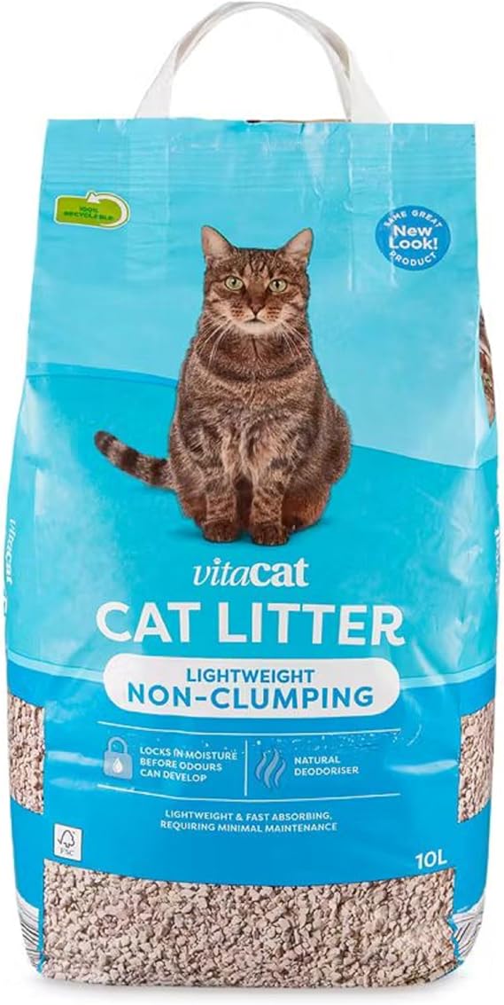 Vitacat Lightweight Non-Clumping Cat Litter 10L – Fast Absorbing, Natural Deodoriser - Low Maintenance, FSC Certified