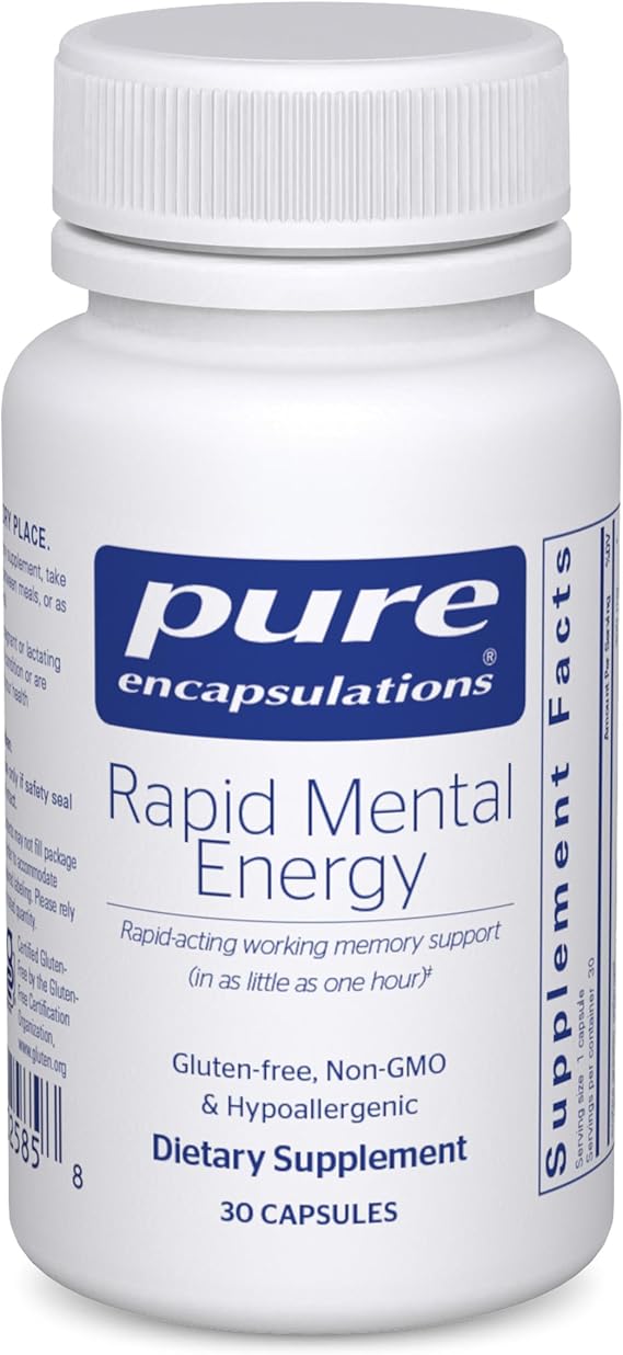 Pure Encapsulations Rapid Mental Energy, 30 Capsules | Vegan Memory Supplement to Support Brain Health*, Ginkgo Biloba Extract, Alpinia Galanga and American Ginseng Extract