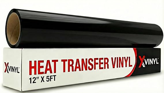 Heat Transfer Vinyl On HTV - Free Decal (Black, 12" x 5ft)