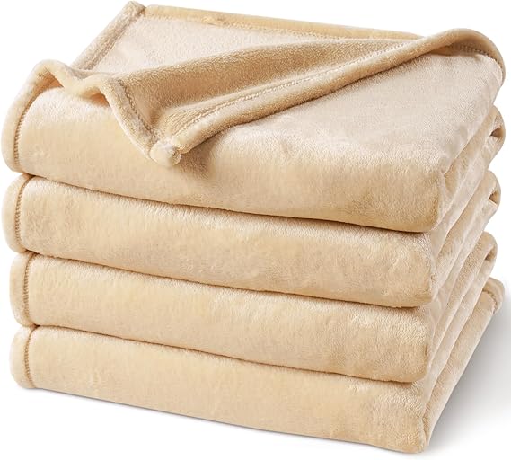 PHF No Shed No Pilling Fleece Blankets Queen Size -Ultra Soft Lightweight & Cozy Bed Blanket, Plush Anti-Stati Microfiber, Room Home Decor Gifts for Women and Men, 1 Piece, 90" x 90", Beige