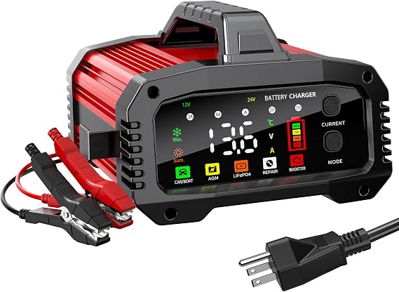 Battery Charger 25A LiFePO4 Trickle Charger Maintainer 12V/24V for Car