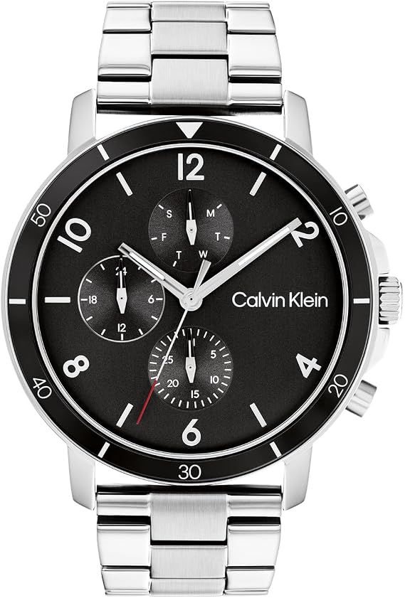 Calvin Klein Analogue Multifunction Quartz Watch for Men with Stainless Steel and Silicone Bracelets