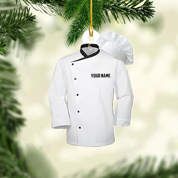 Personalized Christmas Chef 2D Acrylic Wood Ornament, Custom Chef Gifts, Kitchen Ornaments, Baking Ornament Baker Ornaments, Gifts for Christmas Tree 2024 (Chef 1)