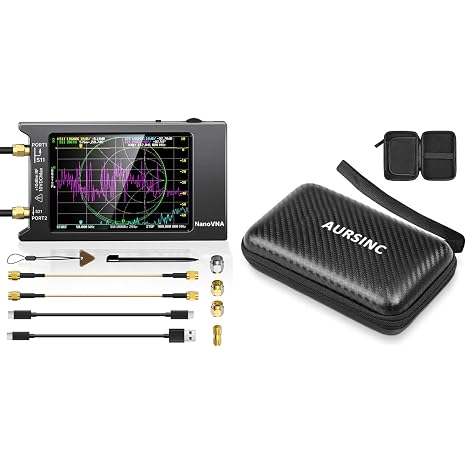 AURSINC Upgraded NanoVNA-H4 Vector Network Analyzer V4.4, 9KHz-1.5GHz, 4" Touch Screen with 4 Inch Hard EVA Protective Case - Waterproof Shockproof Storage for NanoVNA H4/TinySA Ultra